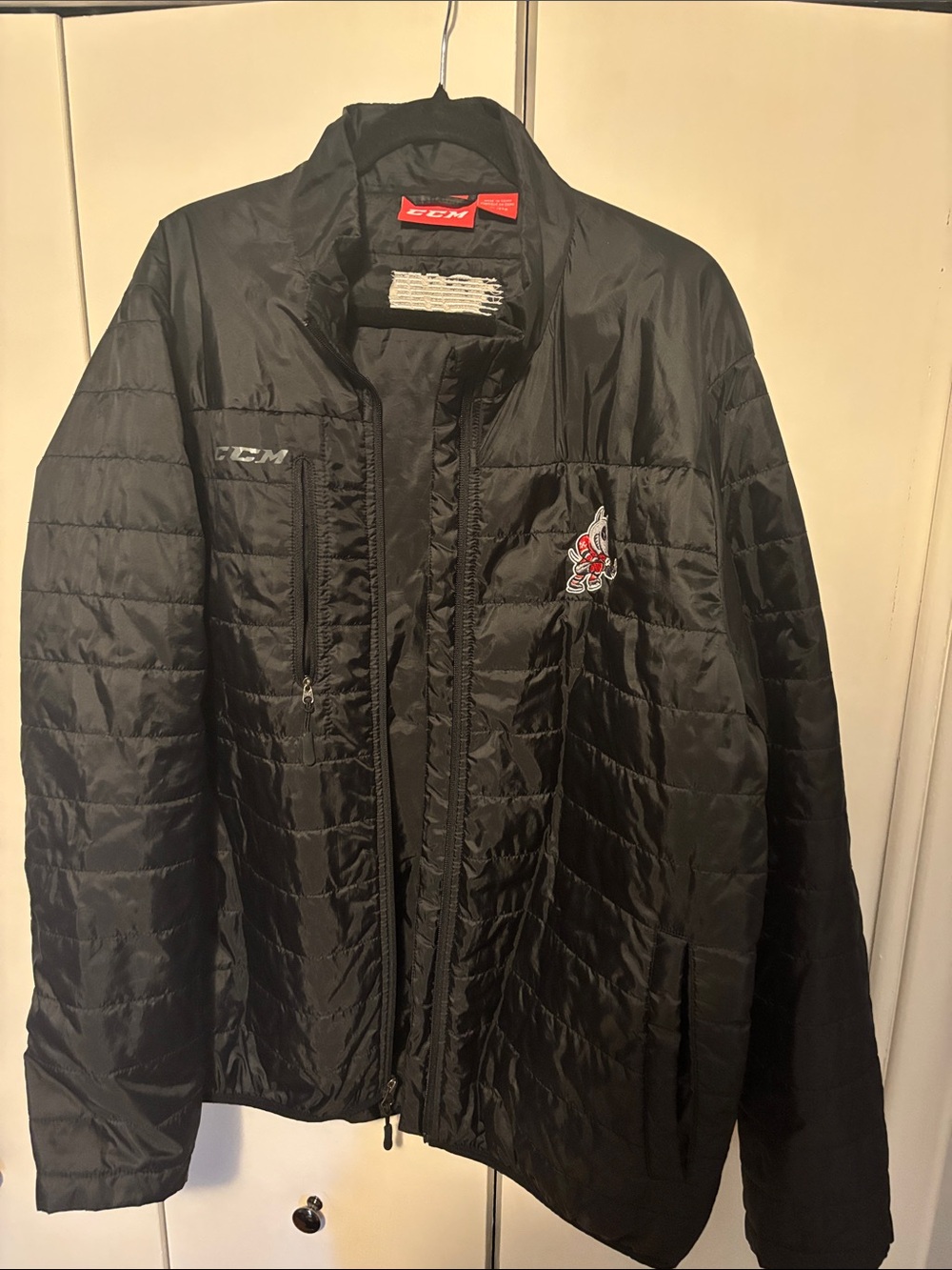 CCM Men's Black Quilted Puffer Jacket with Team Patch